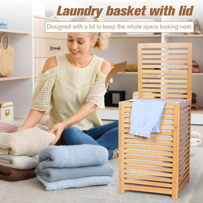 Bamboo Laundry Hamper with Removable Liner Bag