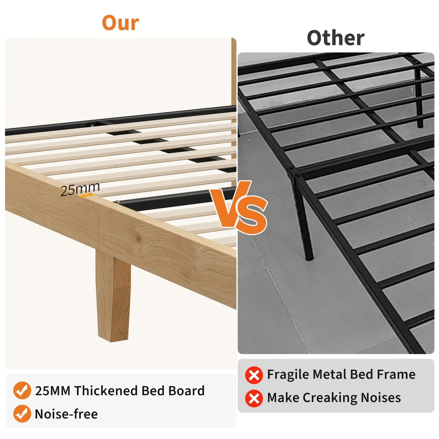 Queen Size Rattan Bed Frame with LED Lights