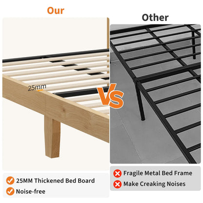 Queen Size Rattan Bed Frame with LED Lights