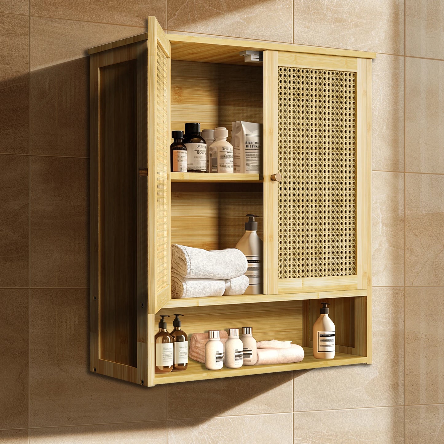 Wooden Storage Cupboard Wall Mounted Medicine Cabinet