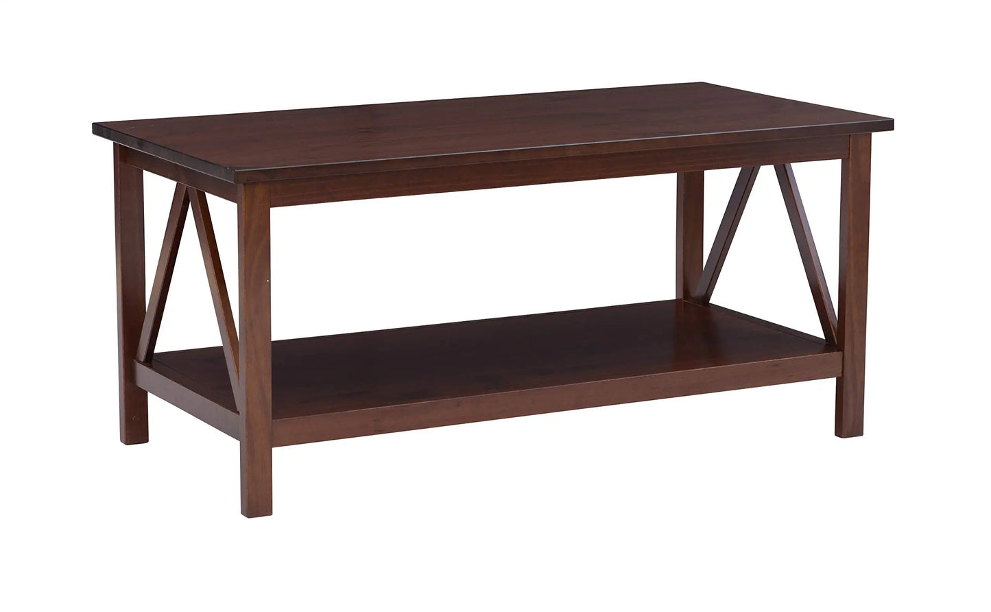 Dark Brown Wooden Coffee Table With X-Frame