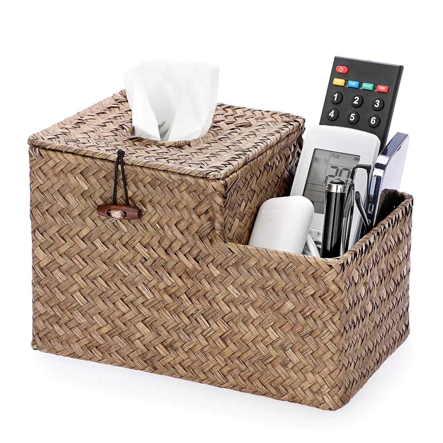 Rustic Water Hyacinth Woven Tissue Box Holder