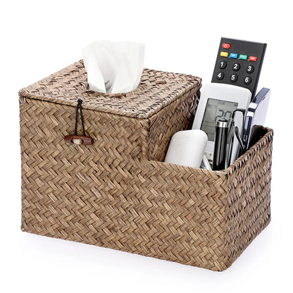 Rustic Water Hyacinth Woven Tissue Box Holder