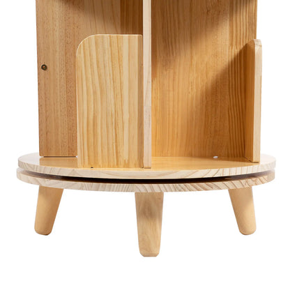 6-Tier Rotating Books Toys Wood Storage Organizer