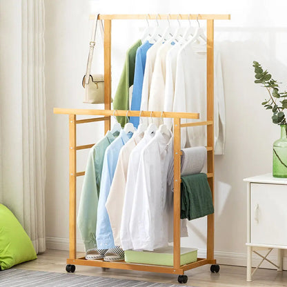 Double Layer Garment Hanging Display Stand Rack