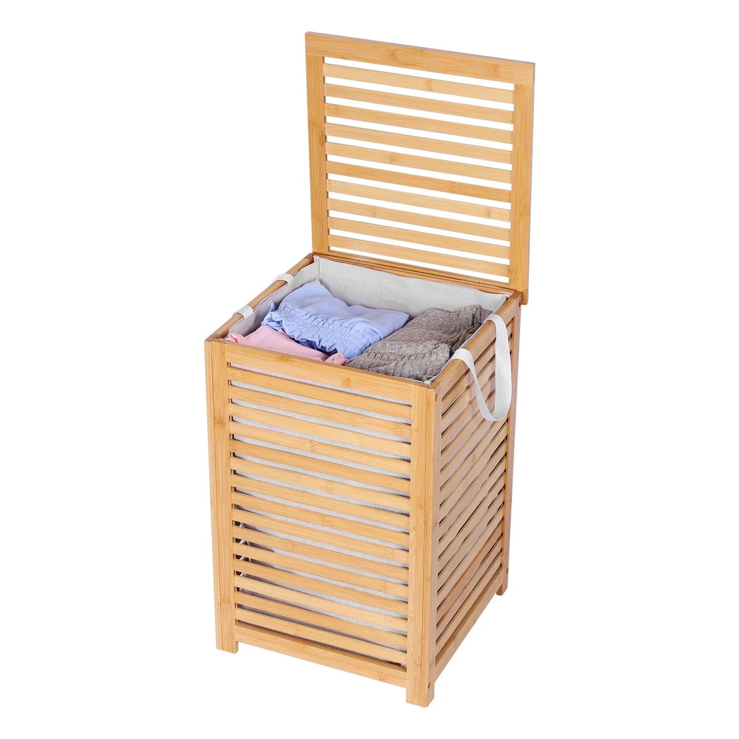 Bamboo Laundry Hamper with Removable Liner Bag