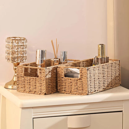 1/2/4 Pack Boho Style Paper Rope Storage Baskets