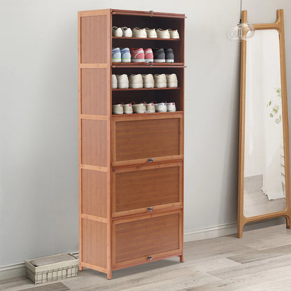 Shoe Cabinet Free Standing Bamboo Storage Organizer