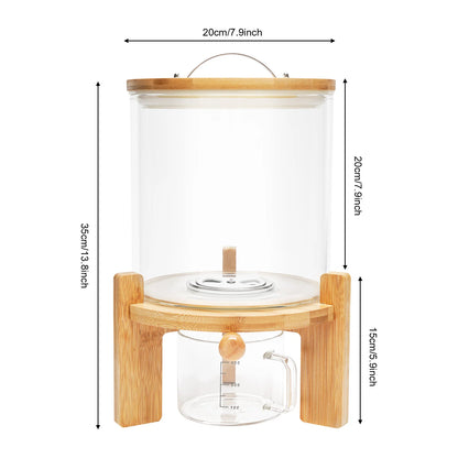 5L Clear Glass Cereal Dispenser with Sealed Bamboo Lid