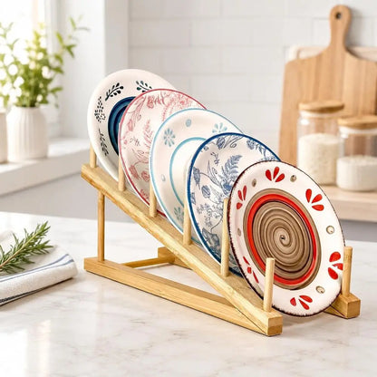 3 Pcs Wood Book Stand Display Tabletop Plate Puzzle Rack