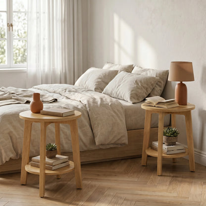Wood Round Side Coffee Table  for Living Room