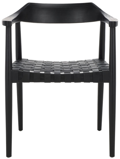 Walnut Solid Wood Armchair Leather Seat