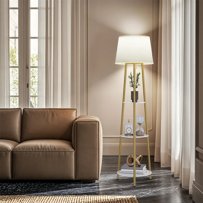 Modern Tripod Floor Lamp with 3 Shelves
