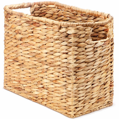 Tall Narrow Handwoven Seagrass Basket For Magazines