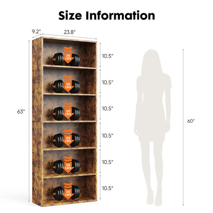 6 Tier Floor Standing Open Bookshelf