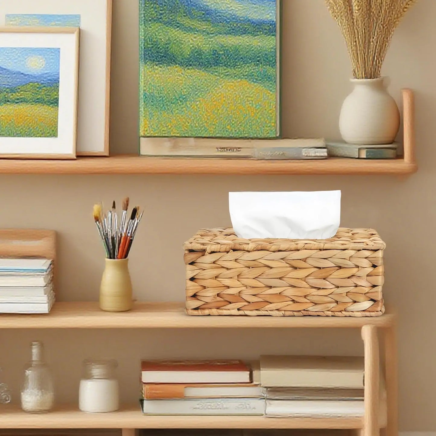 Handwoven Water Hyacinth Rectangular Tissue Box Cover