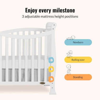 7-in-1 Convertible Full-Size Baby Crib in White