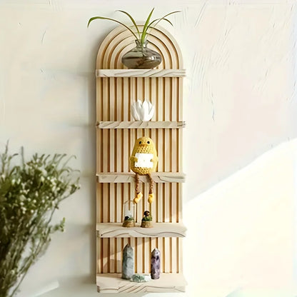 Bohemian Style Wooden Oval Wall Shelf