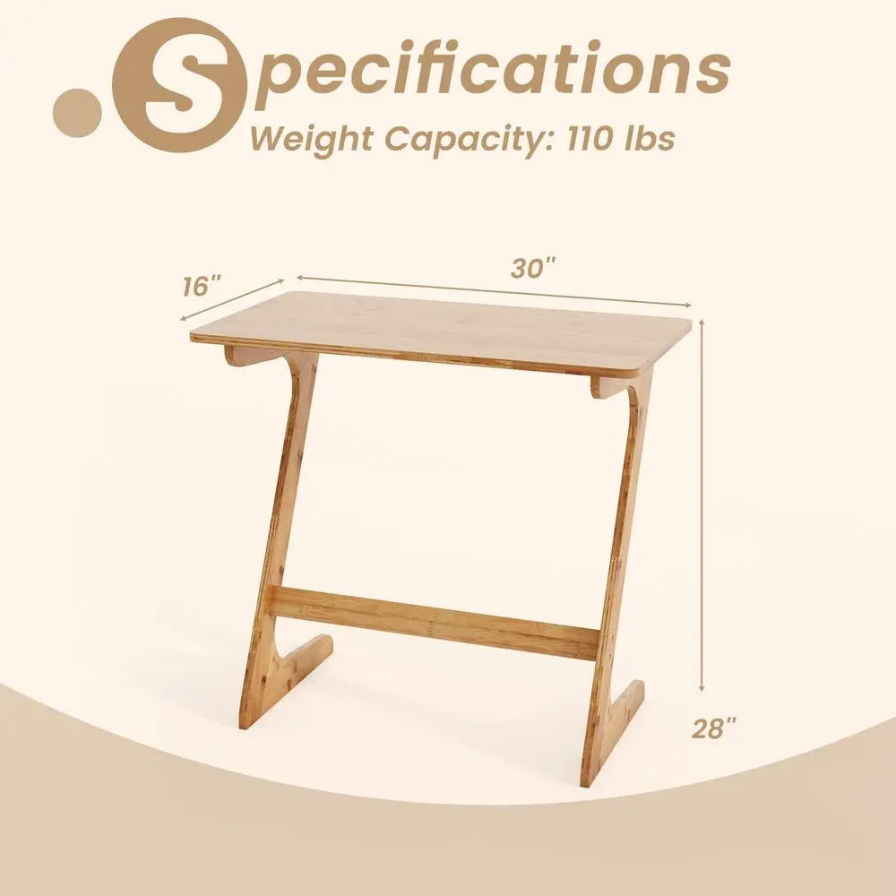 Bamboo TV Tray Table Z Shaped
