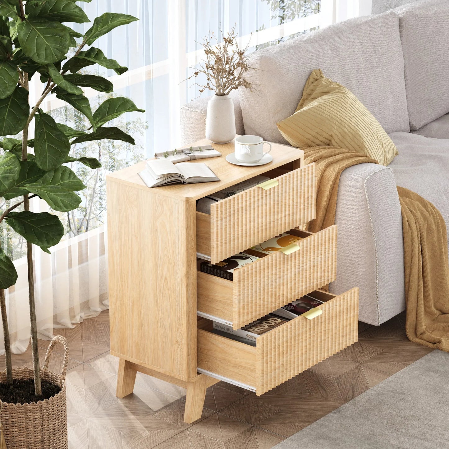 Mid-Century Modern Wooden Bedroom Nightstand