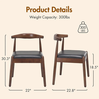 Dining Chairs Set of 2 with Solid Wood Legs