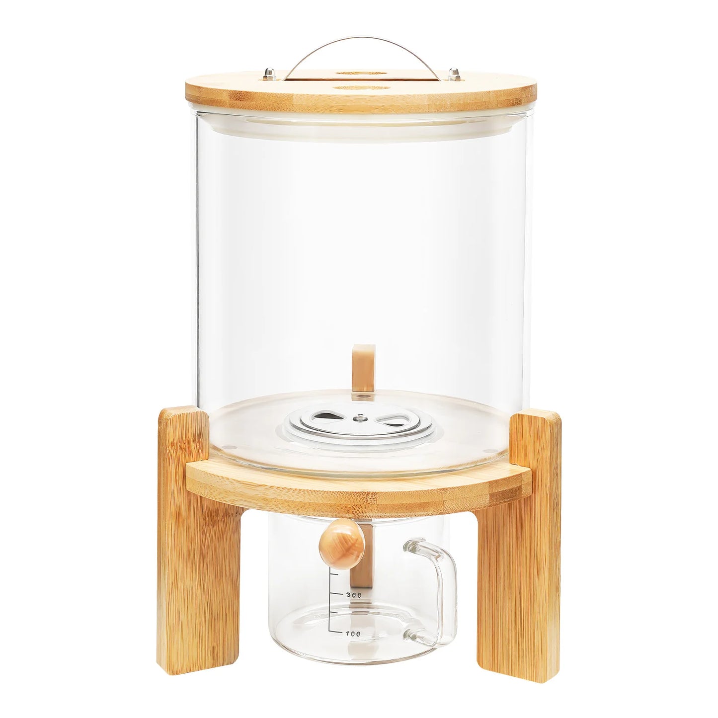 5L Clear Glass Cereal Dispenser with Sealed Bamboo Lid