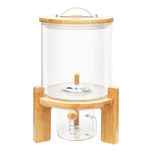 5L Clear Glass Cereal Dispenser with Sealed Bamboo Lid