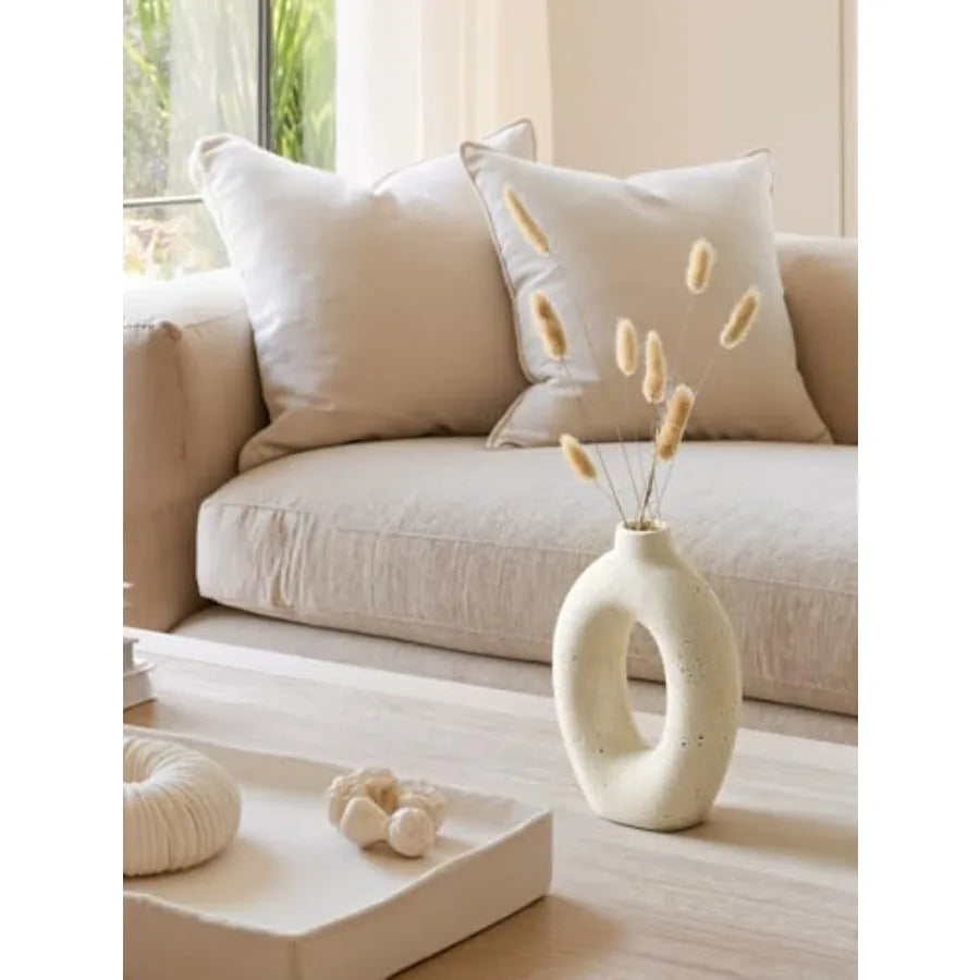 Ceramic Cream Hollow Donut Flower Vases