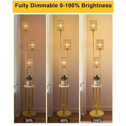 Dimmable Boho Floor Lamps with Table 3-Lights