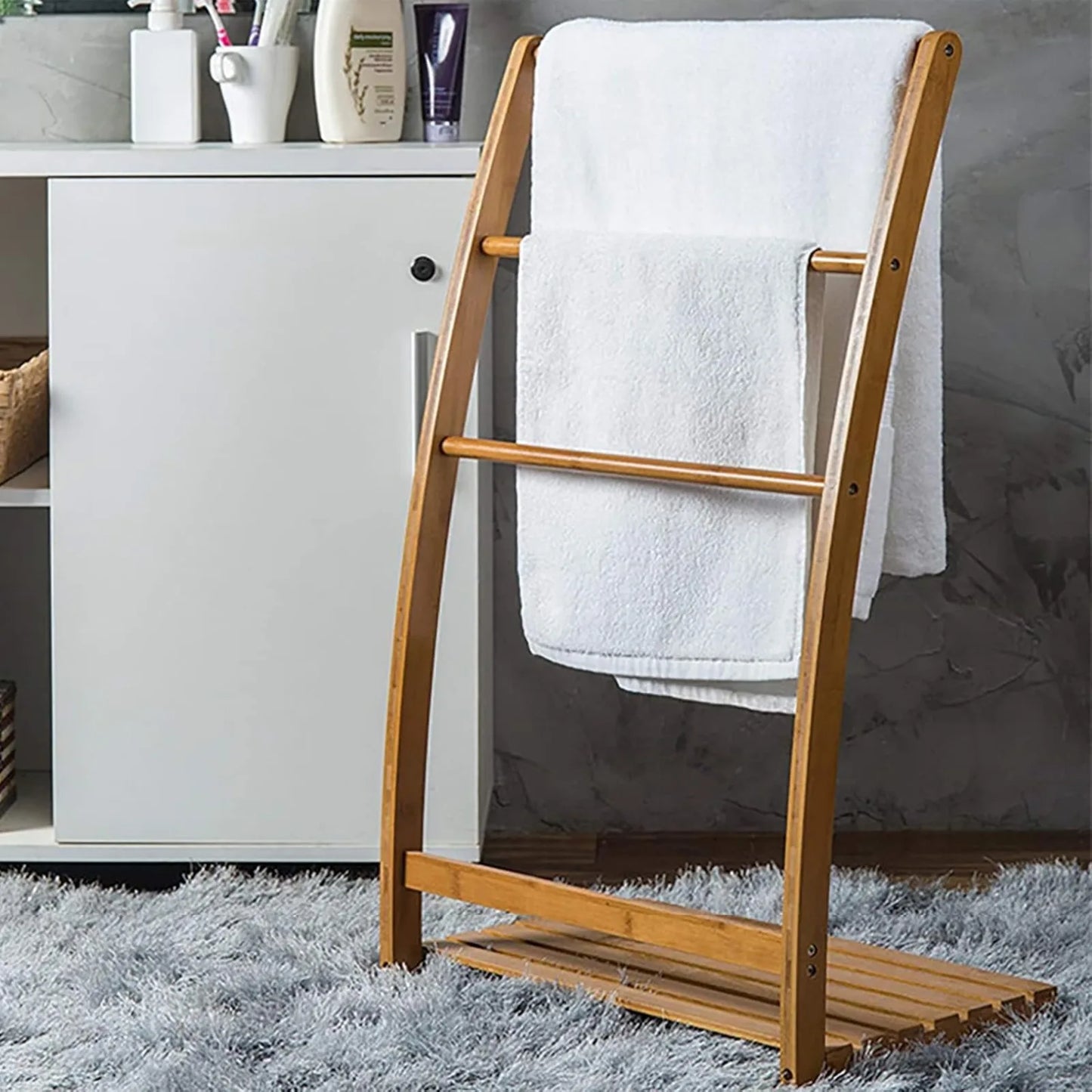 3-Tier Bamboo Bathroom Freestanding Towel Rack