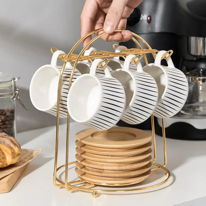6-Piece Coffee and Tea Cup Set with Saucers