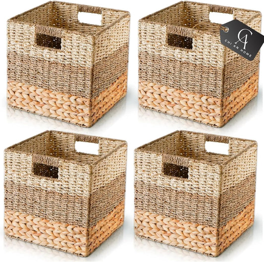11 Inch Foldable Wicker Storage Bins Set of 4