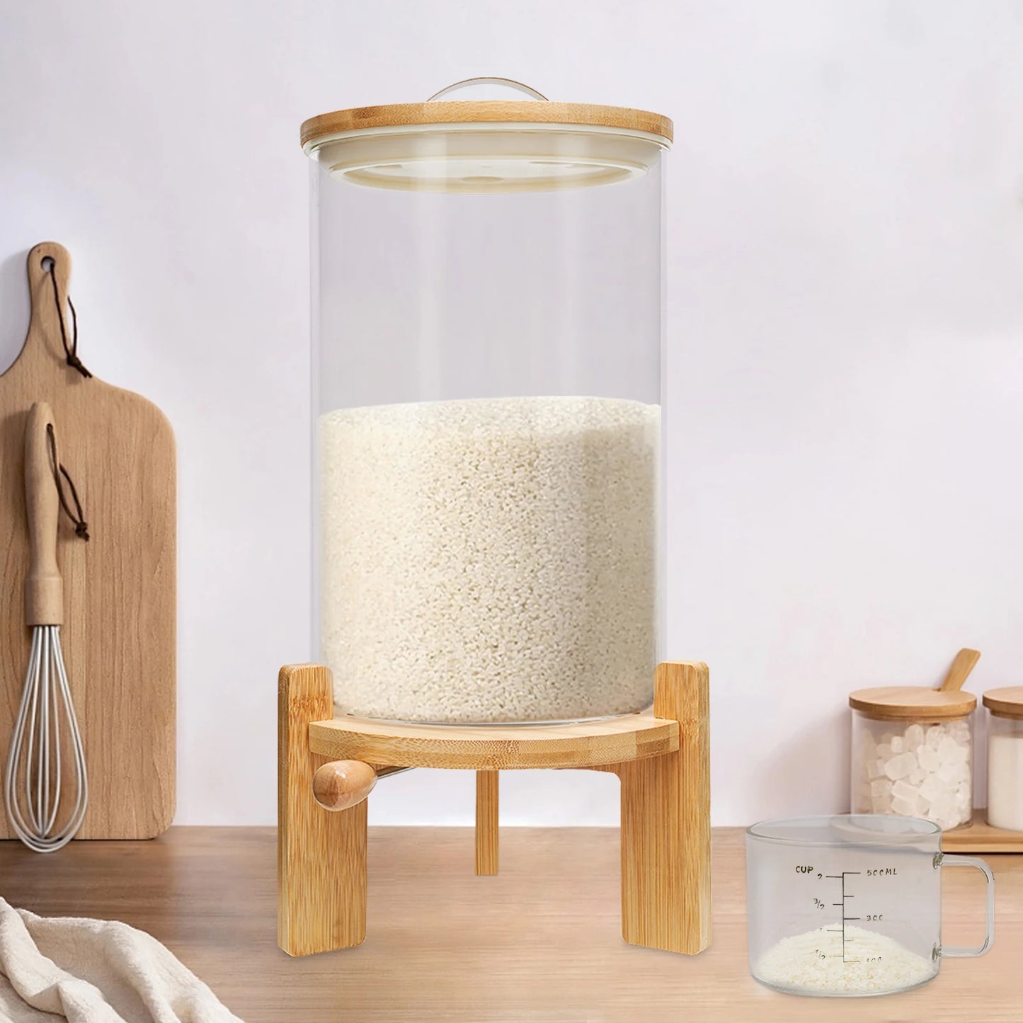 Stainless Steel Glass Dispenser with Measuring Cup