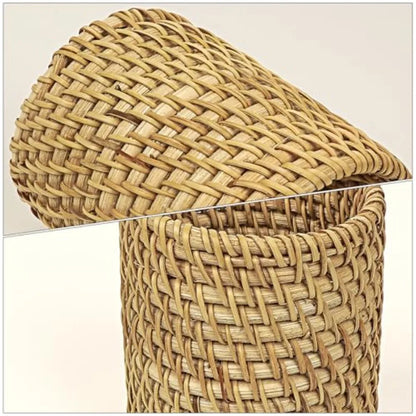 Wicker Rattan Pencil Holder Desk Organizer Cup