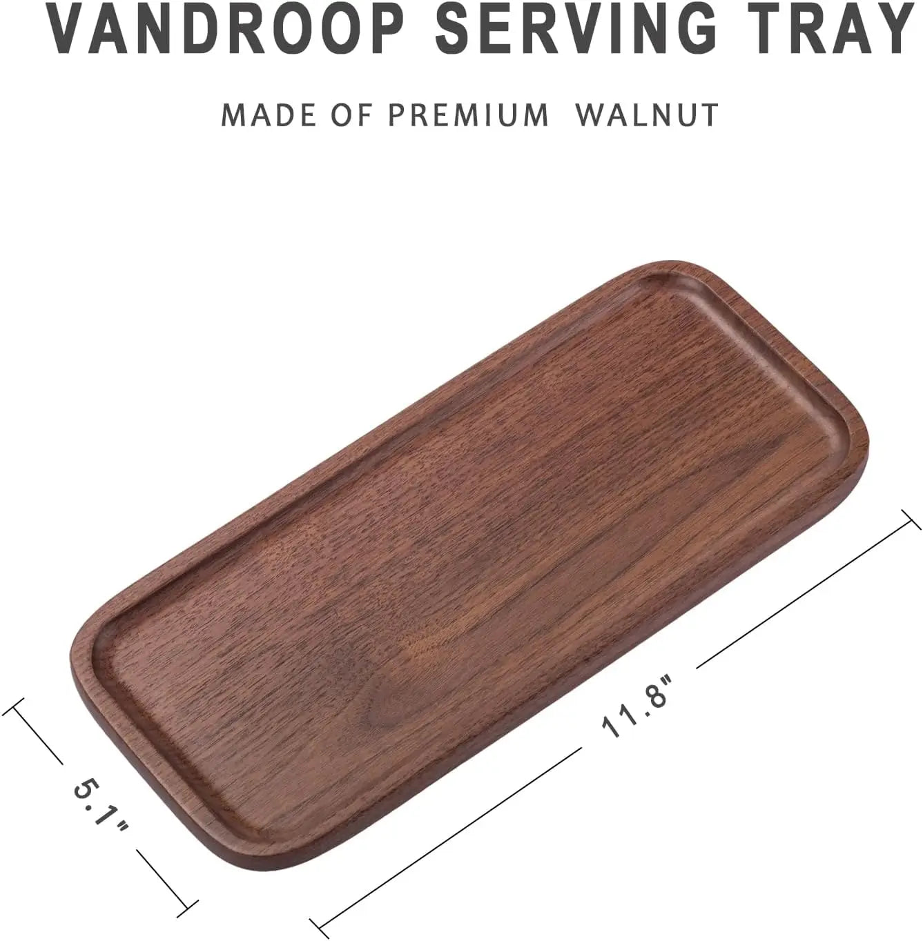 Walnut Wood Serving Tray Set of 2,