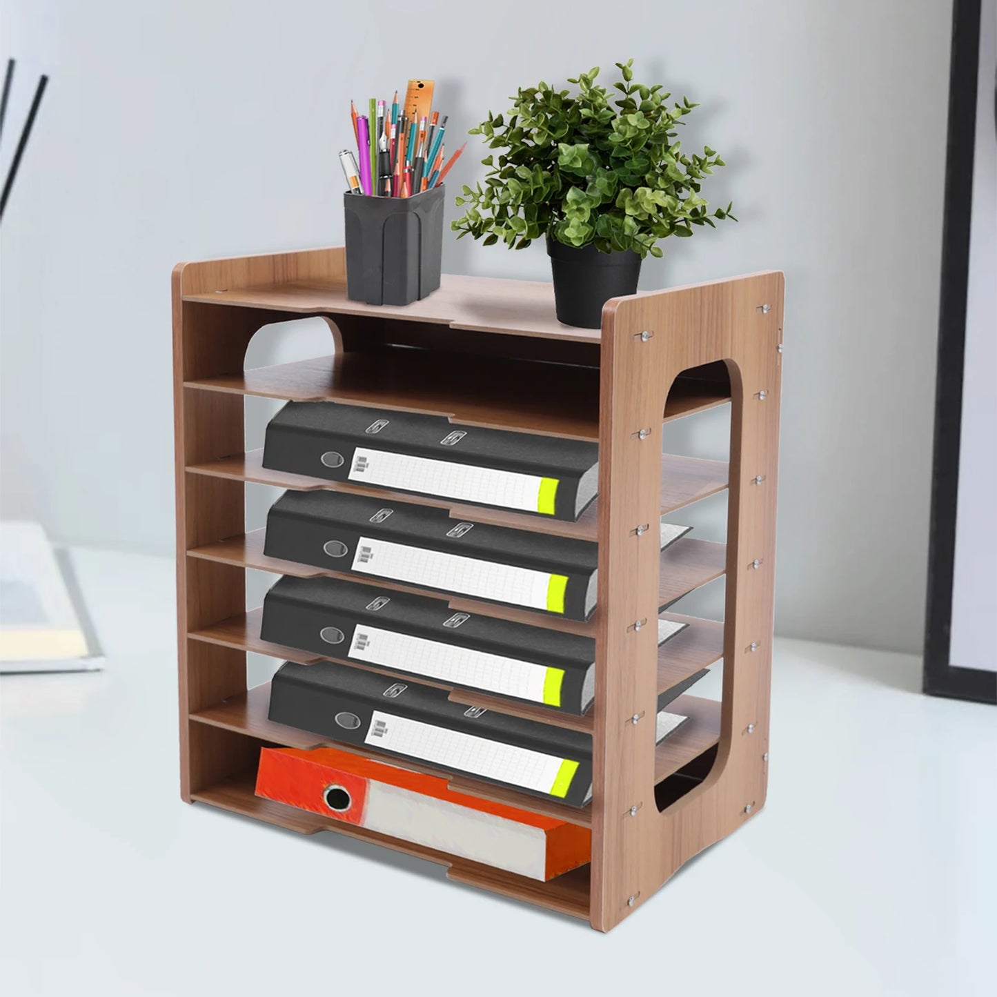 7Tier Wood Office Paper Organizer Desktop 36*25*38.5cm