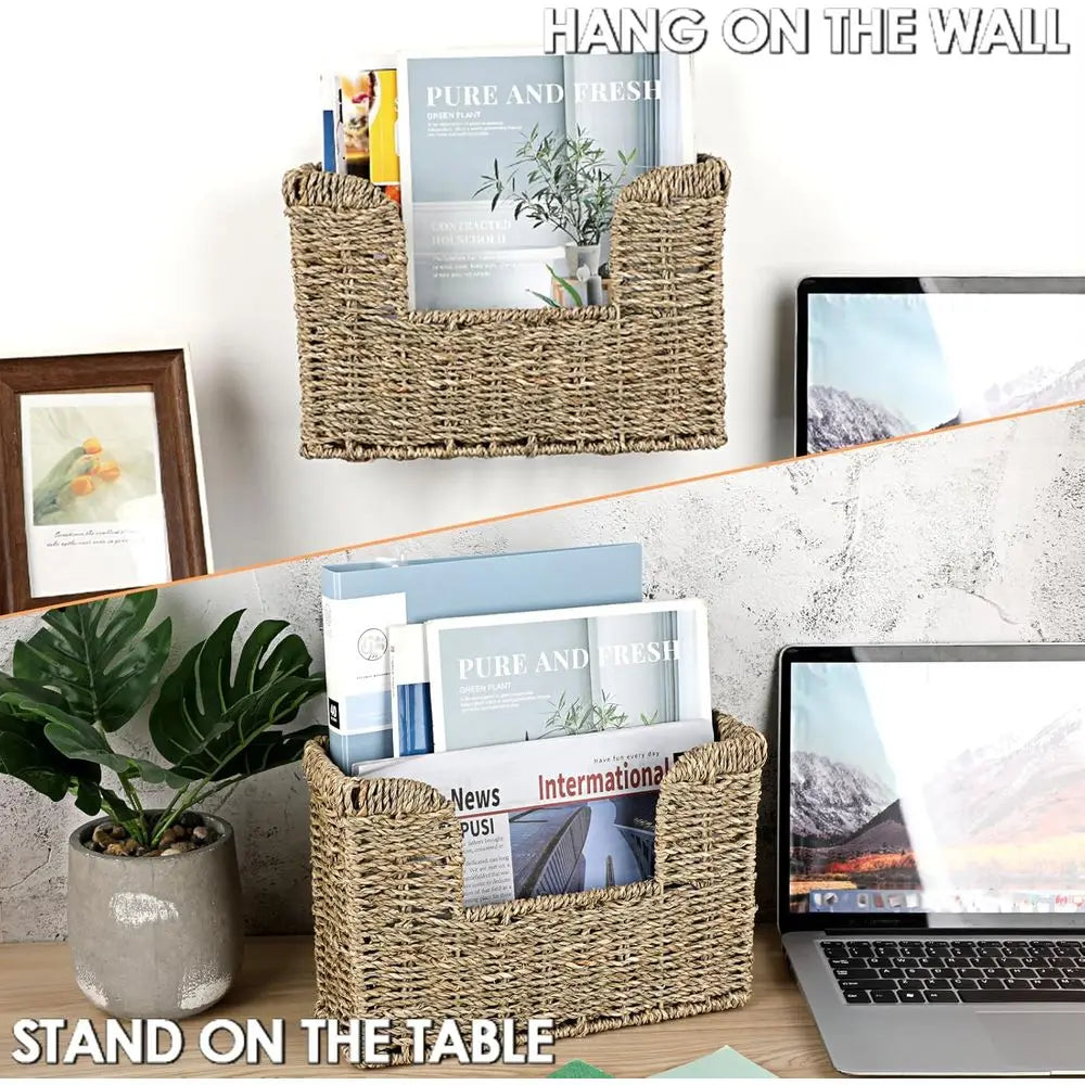 Woven Hanging Magazine Holder Storage Basket