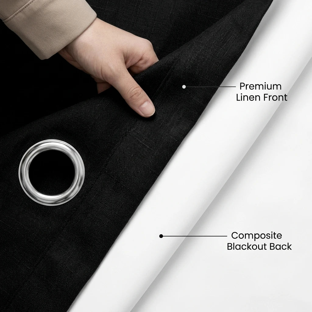 100% Light Blocking Linen Texture Curtains