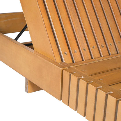 Adjustable Acacia Wood Chaise Lounge Chair