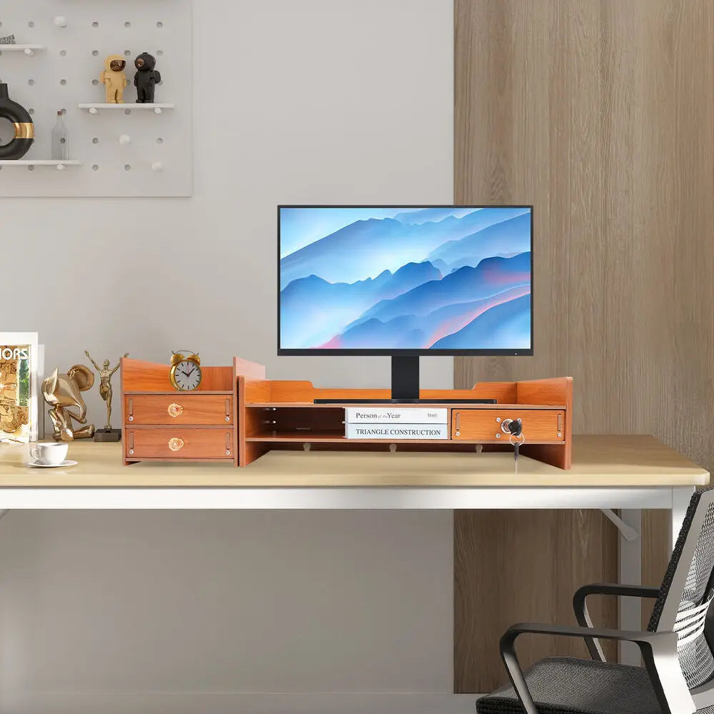 Wooden Desk Organizer with Drawers