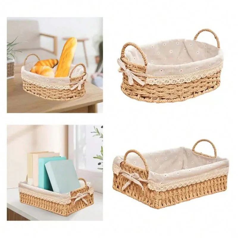 Woven Storage Baskets Kitchen Organizer with Handles
