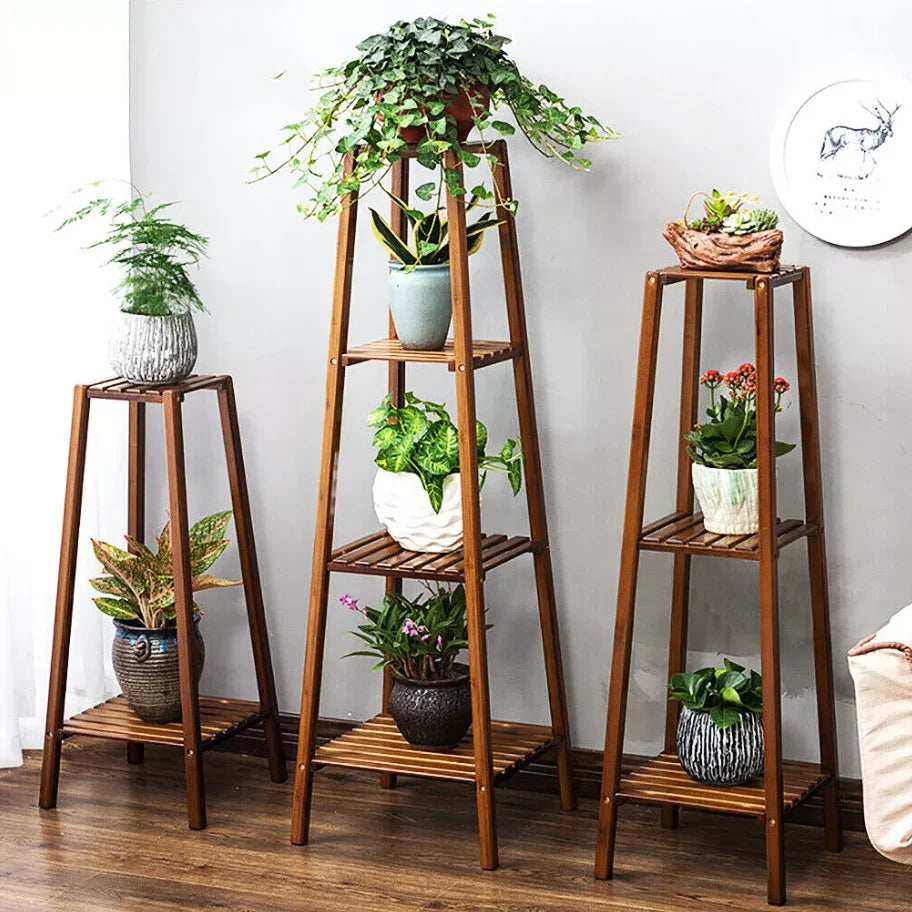 Bamboo Tall Plant Stand Storage Rack