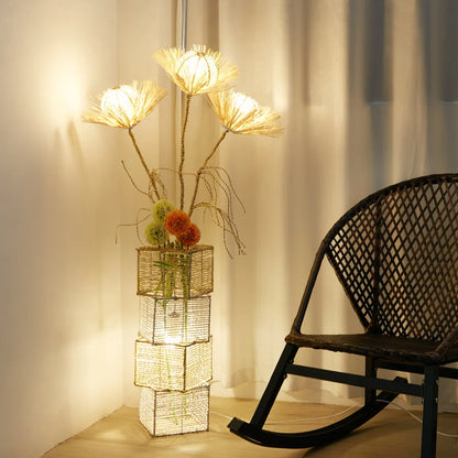Decorative Floor Lamp LED Rattan Standing Lights