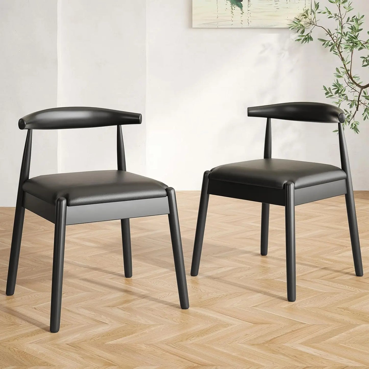Dining Chairs Set of 2 with Solid Wood Legs