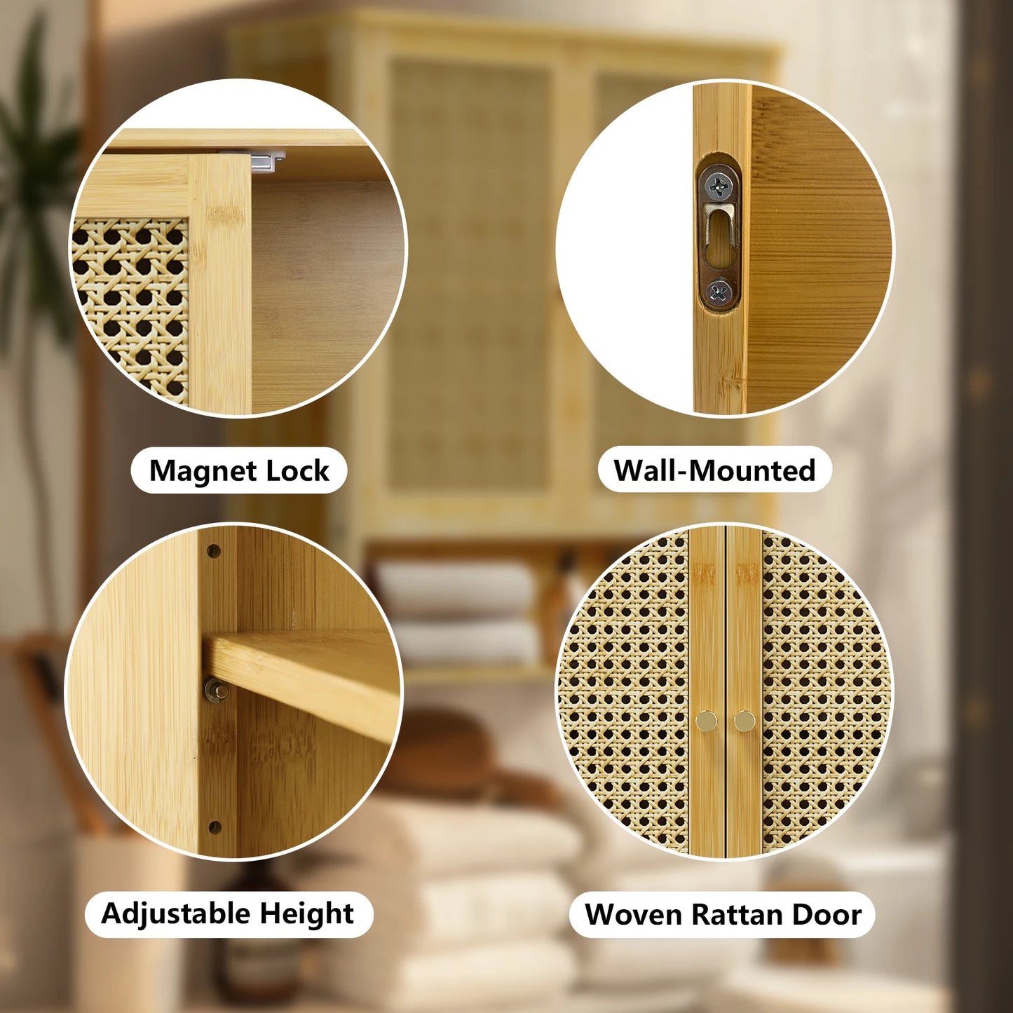 Wooden Storage Cupboard Wall Mounted Medicine Cabinet