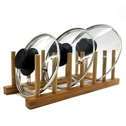 Bamboo Wooden Dish Rack and Lid Organizer