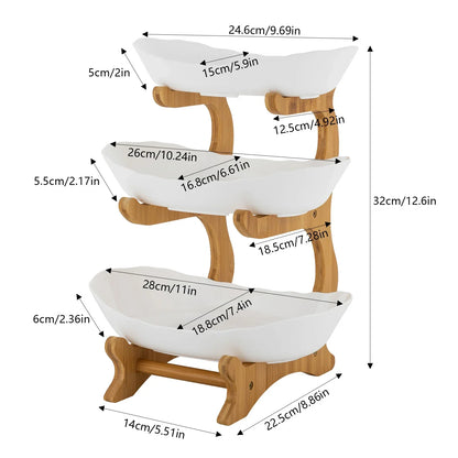 3 Tiered Ceramic Fruit Bowl Detachable