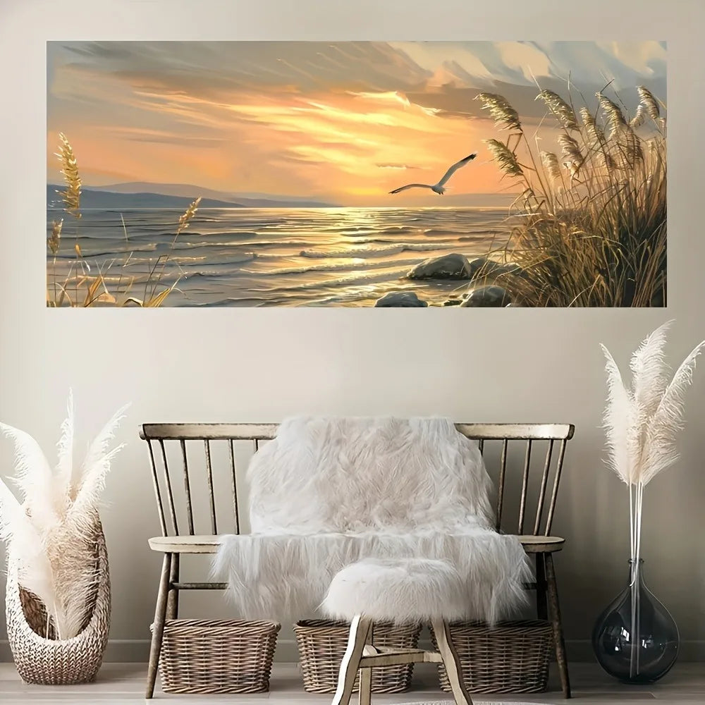Sunset Beach Art Canvas Seascape Painting