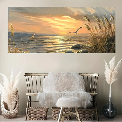 Sunset Beach Art Canvas Seascape Painting