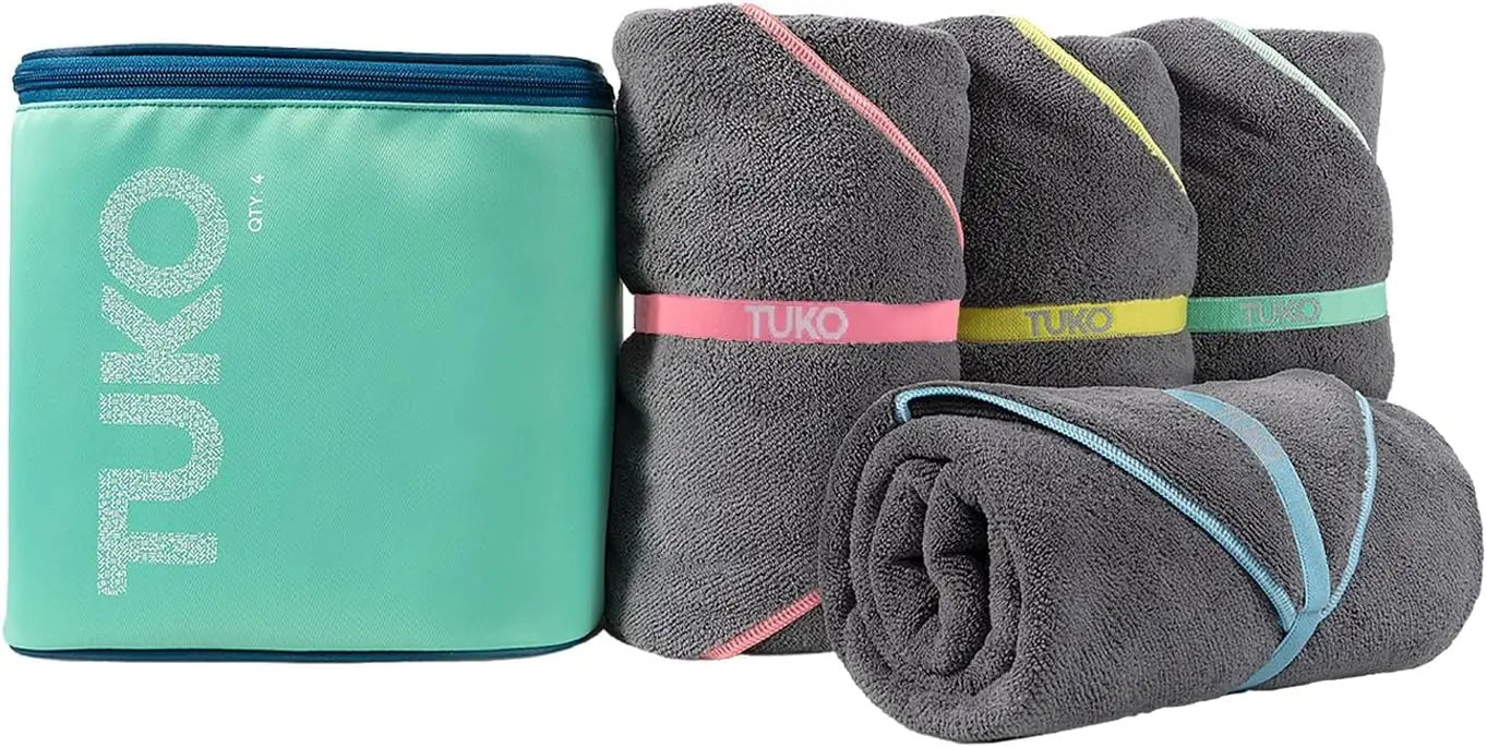 Microfiber Beach Towel Set with Carrying Case